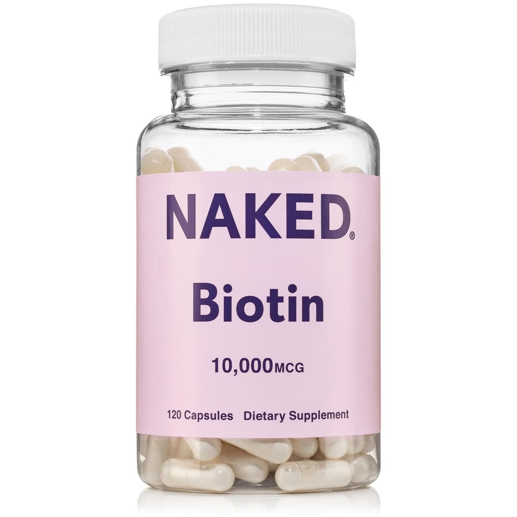 NAKEDのビオチン10,000mcg - 健康な毛、皮及び釘サポートのための最高の強さのビタミンB7の補足-非GMOのグルテンフリー、ビーガン-サポートKeratinの生産- 120のカプセル