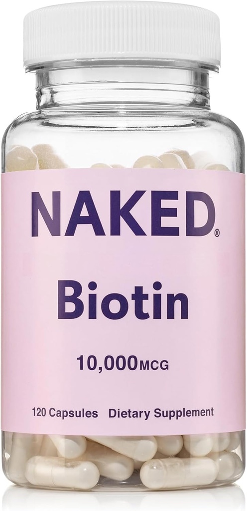 NAKEDのビオチン10,000mcg - 健康な毛、皮及び釘サポートのための最高の強さのビタミンB7の補足-非GMOのグルテンフリー、ビーガン-サポートKeratinの生産- 120のカプセル