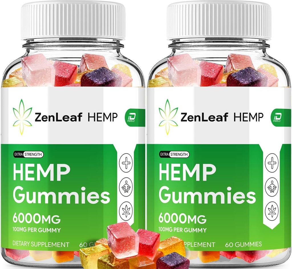 禅の葉の麻のガミー - 麻の種子のエキスのZenLeaf Hemp Gummies Tinnitusの草の補足、健康およびウェルネスサポート、すべての自然な禅の葉の麻のガミー(2パック - 120のガミー)