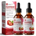 MのインチのマグネシウムのGlycinateの液体、セルロース繊維、Bromelain、ビタミンB6、C、D、亜鉛、子供および大人のためのマグネシウムの補足、いちごの味、2のパックが付いているマグネシウムの液体の低下