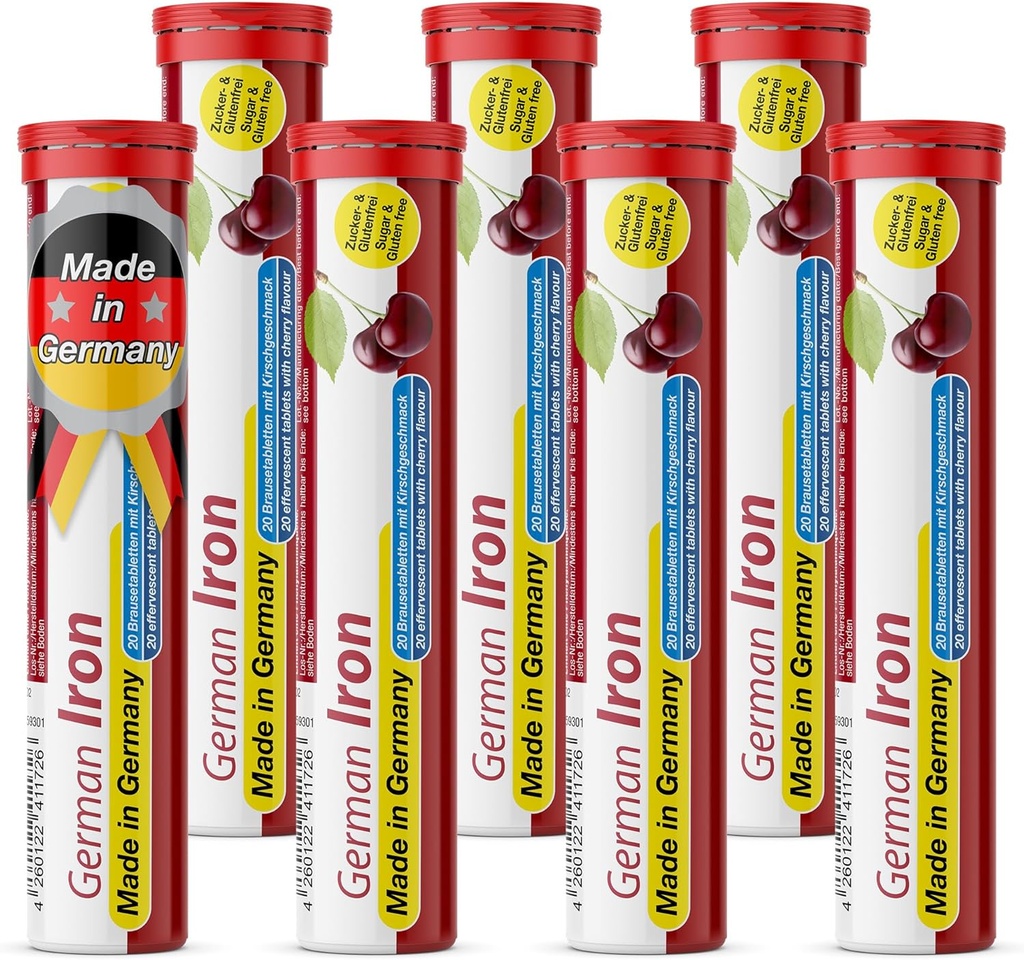 T&Dドイツ鉄14mg - 140ビーガンドリンクエフェロビセント錠 - チェリーフレーバー - ドイツ製