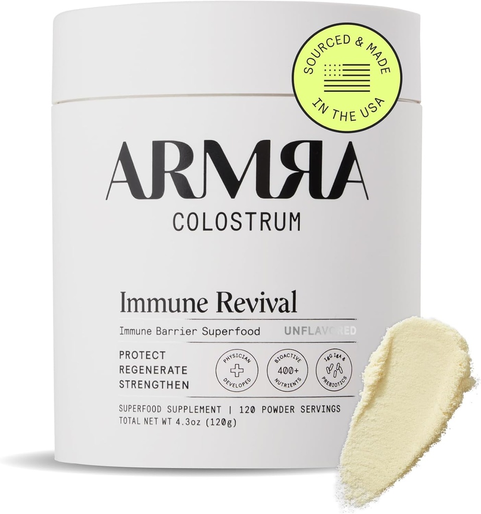 ARMRA Colostrum™ Powder | Unflavored | Gut Health & Bloating | Skin & Hair | Immunity | Keto, Gluten & Fat-Free | 120 Servings