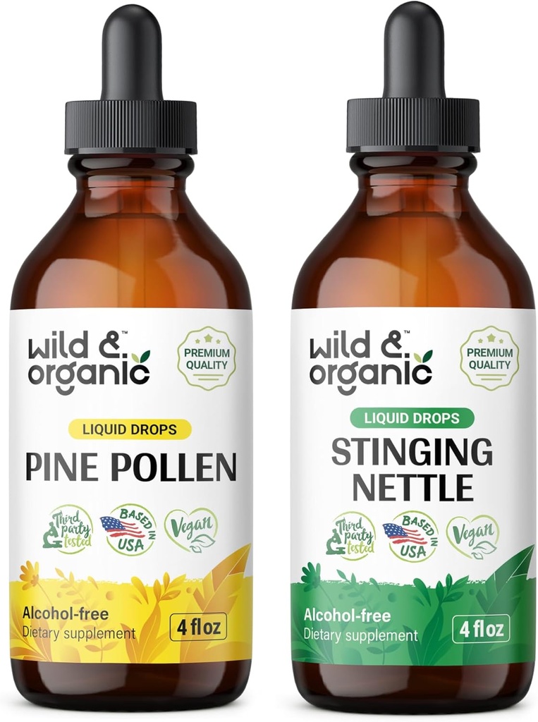 ワイルド & オーガニック パイン Pollen Tincture 4 fl oz & Stinginginginging Nettle Root Tincture 4 fl oz