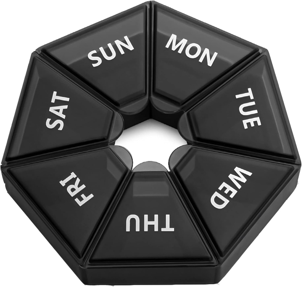 Extra Large Weekly Pill Organizer,XL 7-Sided Portable Pill Box Medicine case for Vitamin/Fish Oil/Pills/Supplements-Arthritis Friendly