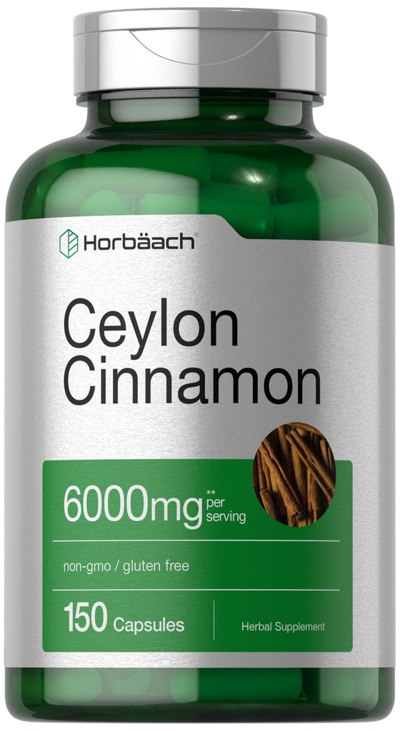 ホアハチ・セイロン・シナモンカプセル | 6000 mg | 150 カウント | 非GMO&グルテンフリーサプリメント