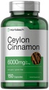 ホアハチ・セイロン・シナモンカプセル | 6000 mg | 150 カウント | 非GMO&グルテンフリーサプリメント