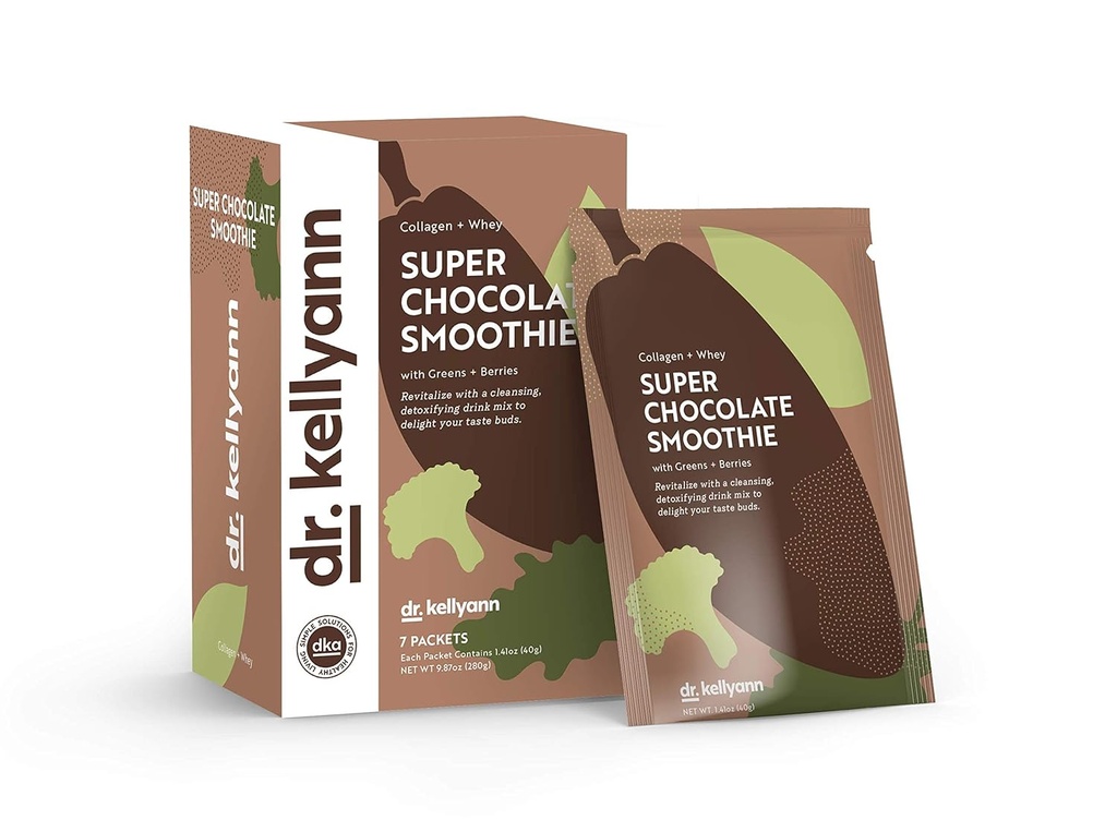 Dr. Kellyannスーパーチョコレートコラージュスムージー (7 サービング) – タンパク質シェイク, Keto & Paleo-Friendly, 皮膚と腸をサポート, 1 パック