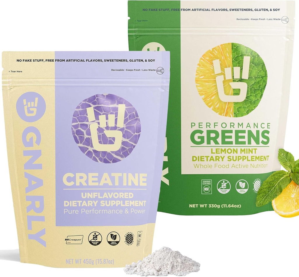 ガーリー栄養クレアチンパウダー、非風味 (16.05oz) と ガーリーパフォーマンスグリーンレモンミント (11.64 oz)
