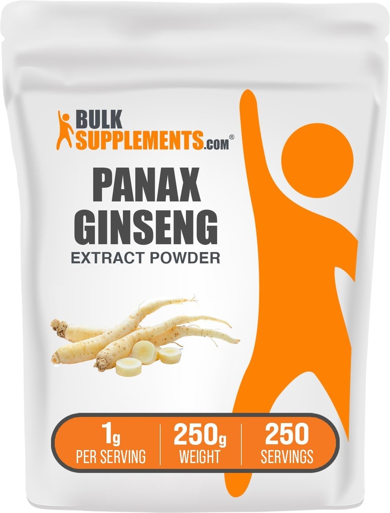 BulkSupplements.com Ginsengの根のエキスの粉 - PanaxのGinsengの補足、草の補足 - 完全菜食主義者の及びグルテンフリー、1gあたりのサービング、250g (8.8のoz) (1のパッケージ)