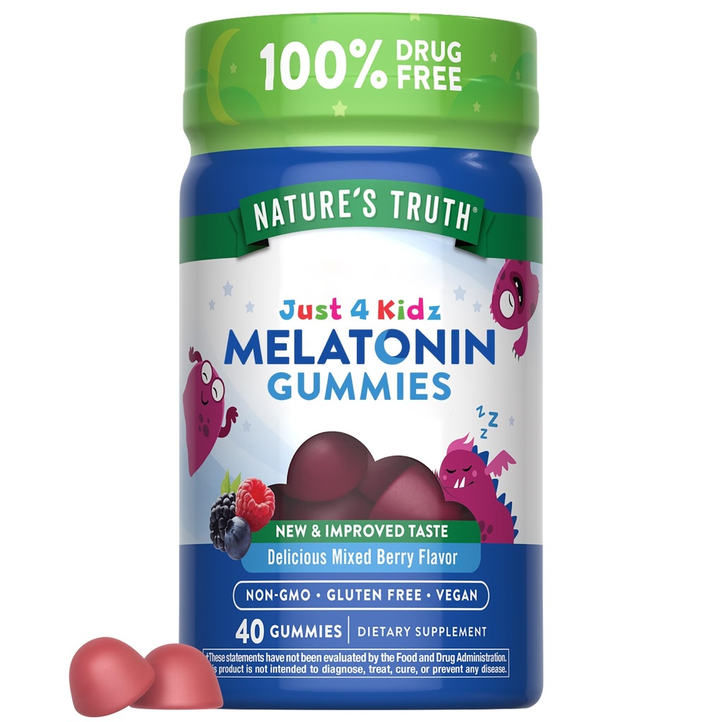 自然の真理キッズメラトニンガミー | 1mg | 40カウント | ヴィーガン・非GMO・グルテンフリーのガミー | チェリーシーな味