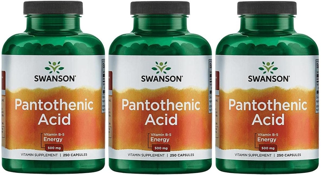 Swanson Pantothenicの酸(ビタミンB-5)エネルギーMetabolism Nerve機能サポート500のmg 250のカプセル(3のパック)