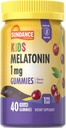 Sundance Kid's Melatonin Gummies 1mg | 40 カウント | チェリーフレーバー | ヴィーガン、非GMO、グルテンフリーサプリメント