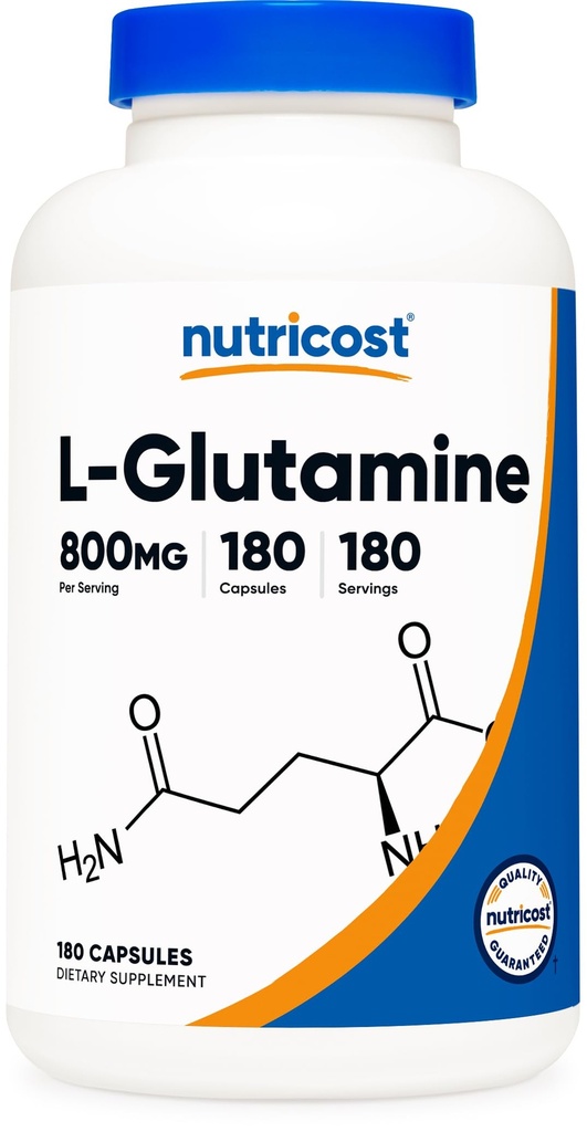 Nutricost L-グルタミン 800mg、180カプセル - グルテンフリー、非GMO