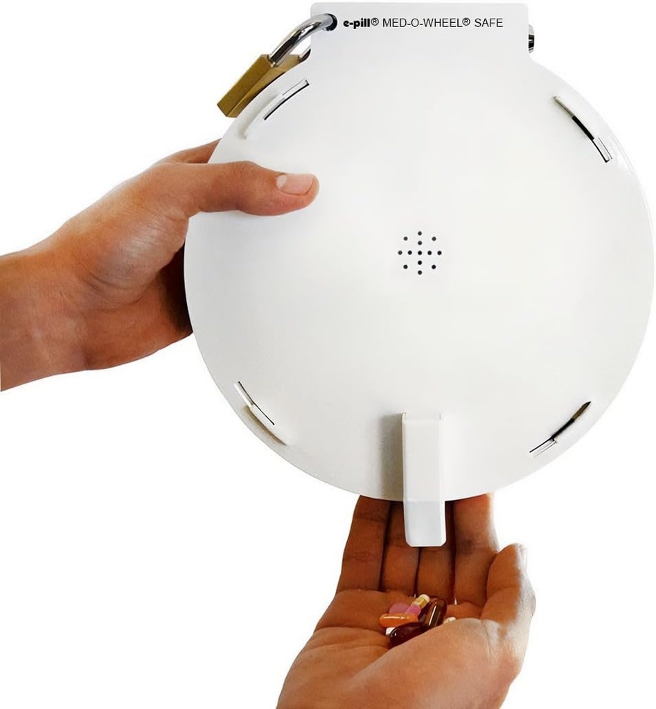 e-Pill Med-O-Wheel 安全-非常にタンパー抵抗力がある自動丸薬ディスペンサー- 4 つの独立したロックが付いている金属の箱