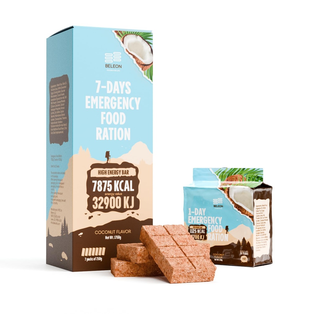MREの緊急の食糧供給- 7 日間のココナッツ ビスケット棒 MRE 食事の軍隊 2024 の存続のキット- 20 年の棚の救命キャンプのハイキング用品