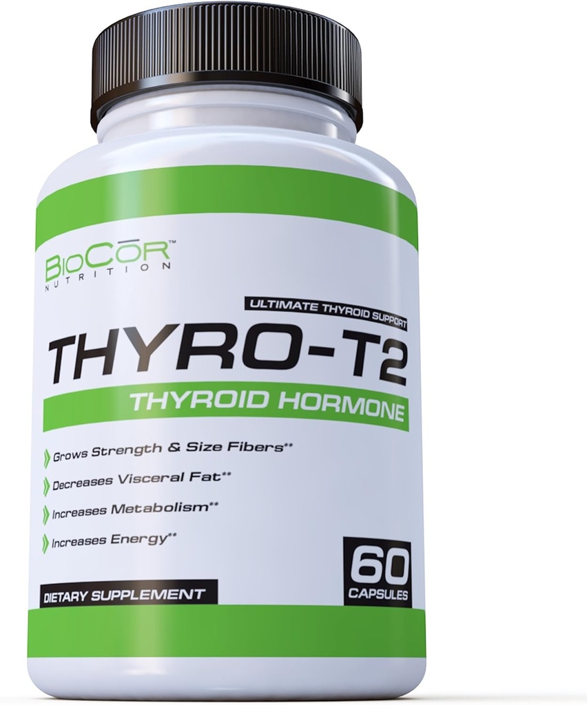 BioCor栄養Thyro-T2甲状腺ホルモン脂肪バーナーサプリメント - ブースト代謝と重量を失う(60カプセル - 1ヶ月の供給)