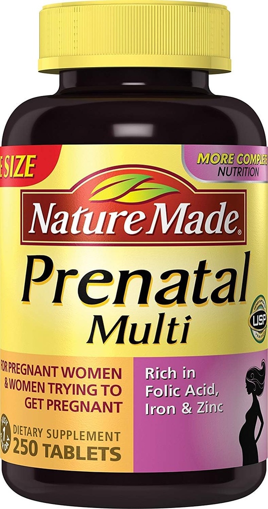 Nature Made Prenatal Multi, 250錠, 葉酸 + 17 ベビー開発とママをサポートする胎児ビタミン & ミネラル, ビタミンD3, カルシウム, アイロン, ヨウ素, ビタミンC, より多くの