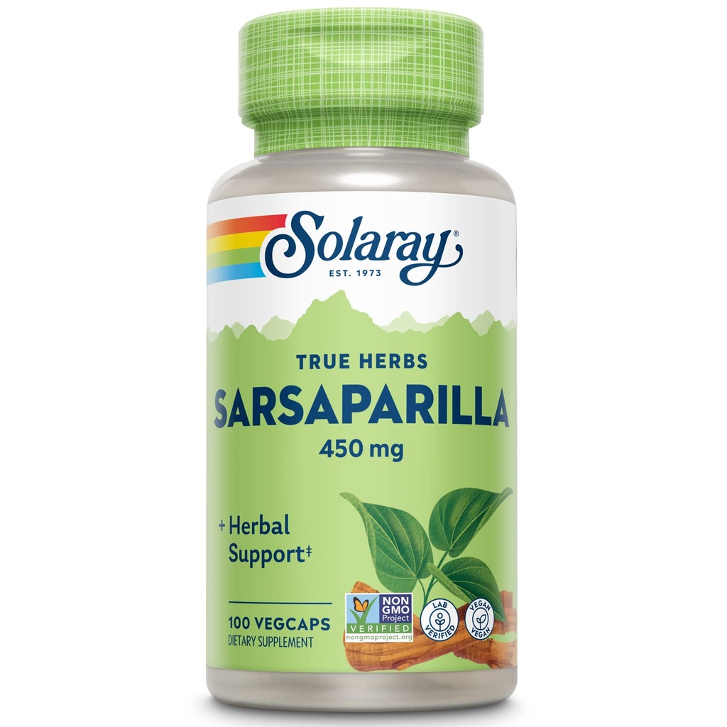 SOLARAYサルサパリヤルート450mg - 伝統的なハーブサポート - 非GMO、ビーガン、Lab Verified - 60日間返金保証 - 100サービング、100ベジキャップ