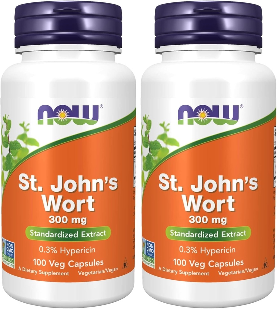 NOWサプリメント、セントジョンズワート(ヒンペリコンム)300mg、標準化エキス、100ベジカプセル(パッケージ2)