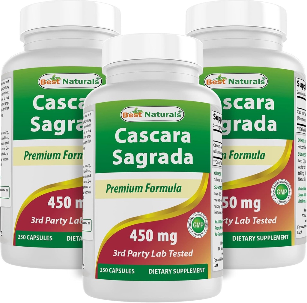 最高のナチュラルカスカラサグラダ450mg 250カプセル(250カウント)