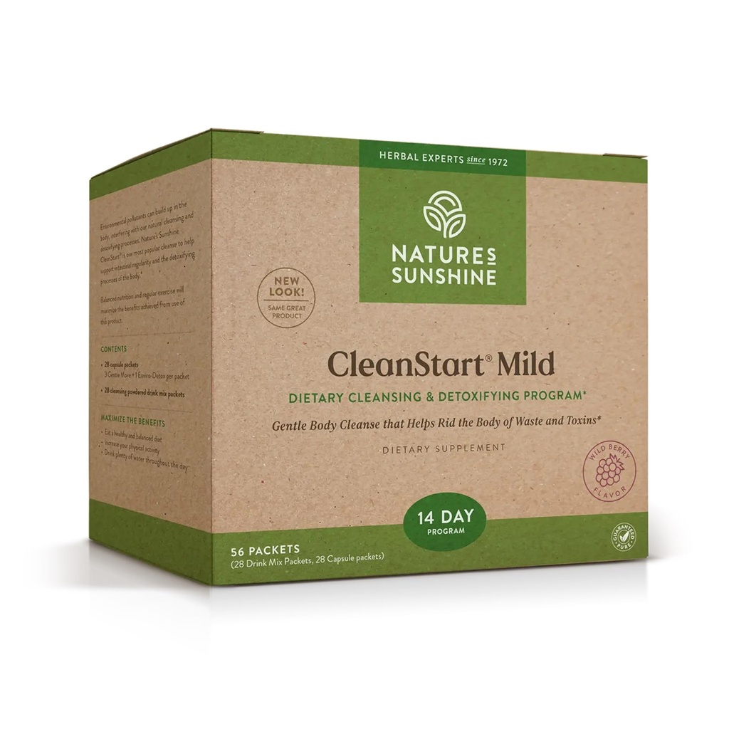 Nature's Sunshine CleanStart Mild, 56 パケット | 自然を支える強力なハーブデトックス、毎日身体からの廃棄物の浄化