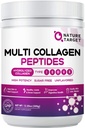 NATURE TARGET Multi Collagen Peptides Powder - Type I, II, III, V, X - Hydrolyzed Collagen Peptides with Vitamin C Hyaluronic Acid, Supports Skin Hair Nail & Joint, Grass-Fed, Non-GMO, 35 Servings