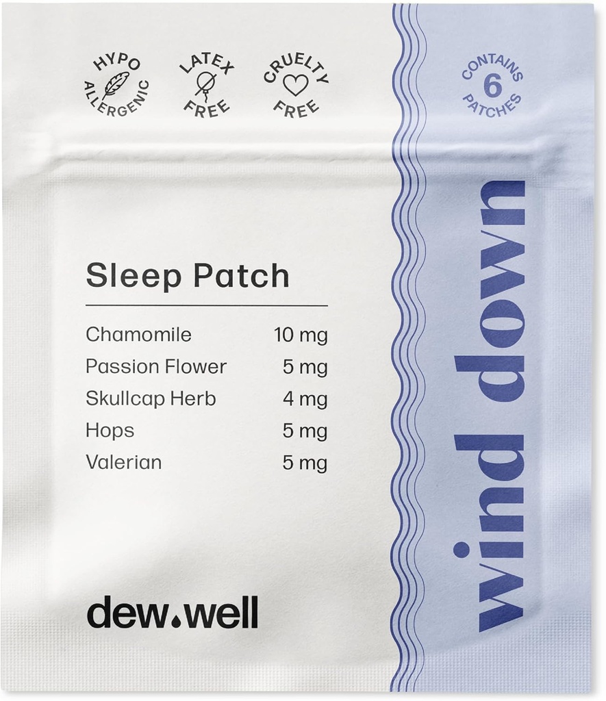 Dew Well 風ダウン 睡眠パッチ - Melatonin 無料のカモミール & 自然な残りのエイドのためのパッションフラワーパッチ - ストレス ストリップ のための Migraine 救済 - 睡眠ステッカー & ホット 眠る人救済 - 6 カウント クリア
