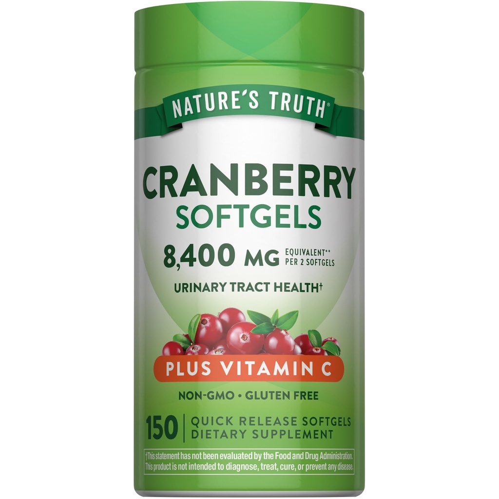 ビタミンCソフトジェル入りの自然の真理クランベリー | 8400mg | 150Pills | 尿路健康サポート | 非GMO&グルテンフリーサプリメント