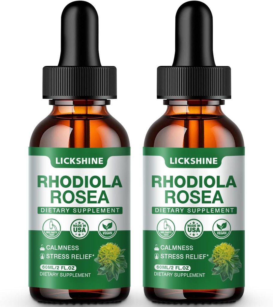 2つのパック2000MG Rhodiola Roseaのチンキ - 有機性自然なRhodiola roseaのエキスの液体は圧力、気分、エネルギー及び頭脳サポートのための補足-よりよい吸収、砂糖の自由な4のFのOzを落とします