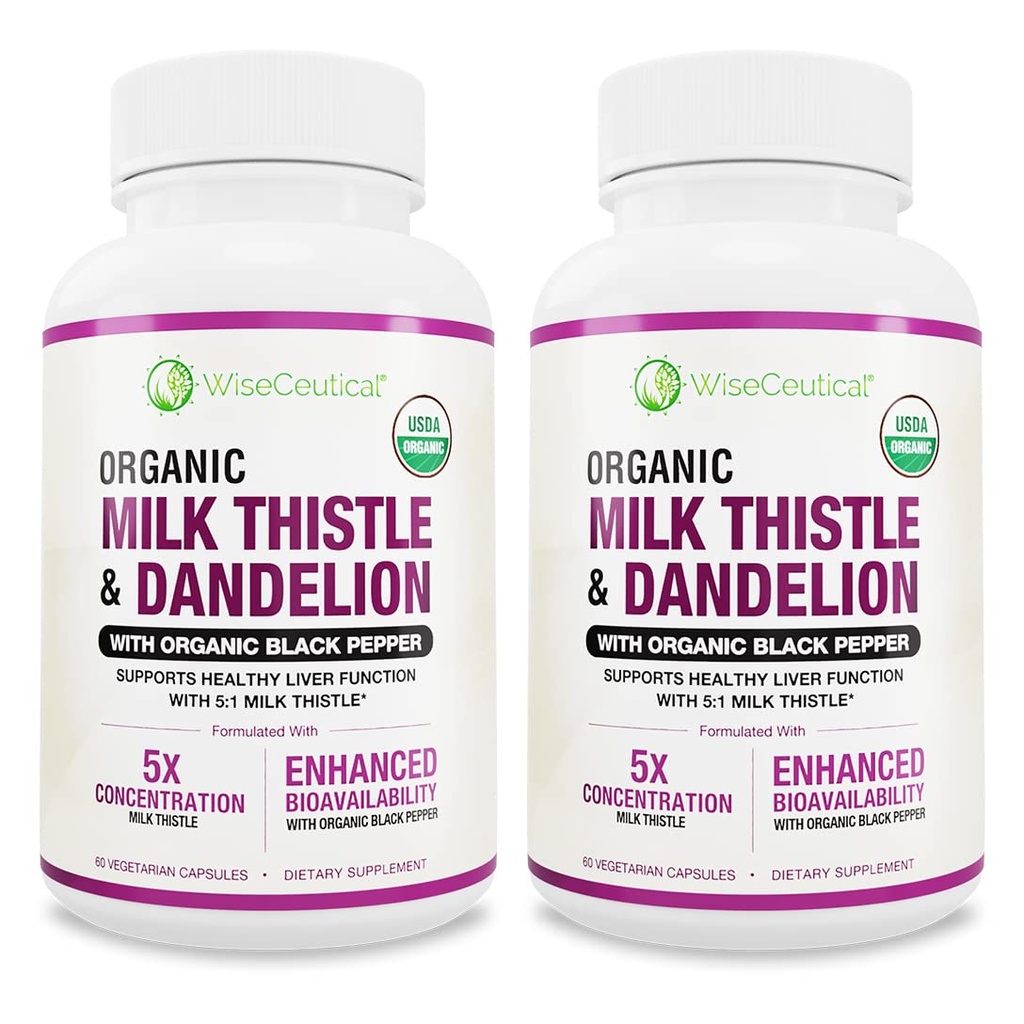 最大吸着 USDA 有機ミルク アザミ ポテト 5:1 濃縮エキス (2000mg 強度) & 有機タンポ ルート | シリマリン 抗酸化フラボノイド | 肝臓サポート サプリメント (60 カウント)
