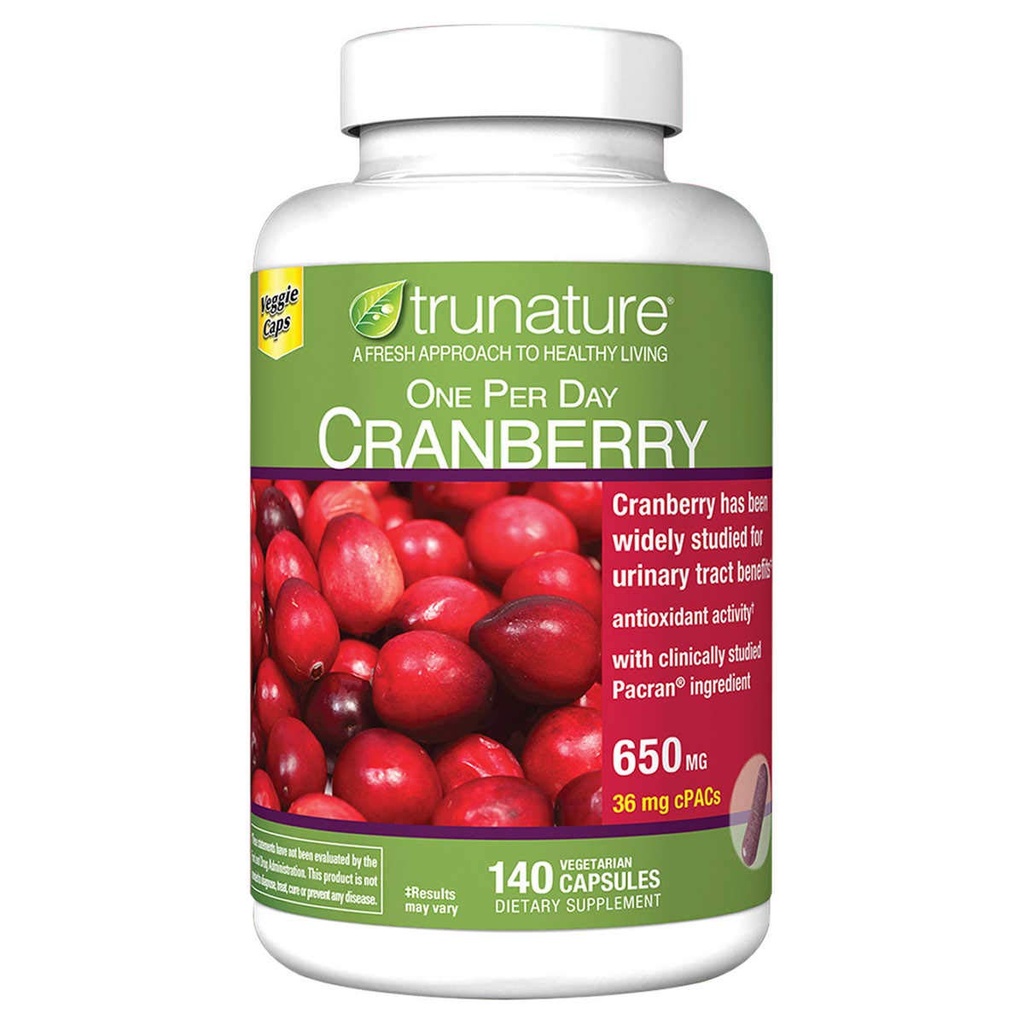 trunatureクランベリー 650 mg, 140 ベジタリアン カプセル (3 パック)