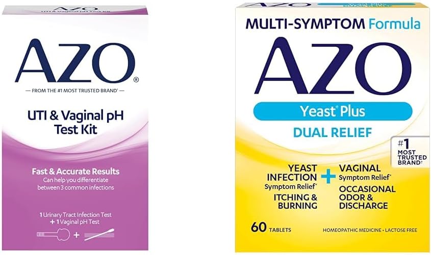 AZOの尿路感染症テストストリップ+腟pHテスト キット+イースト感染症及び腟の症状の救助のタブレット、60の計算