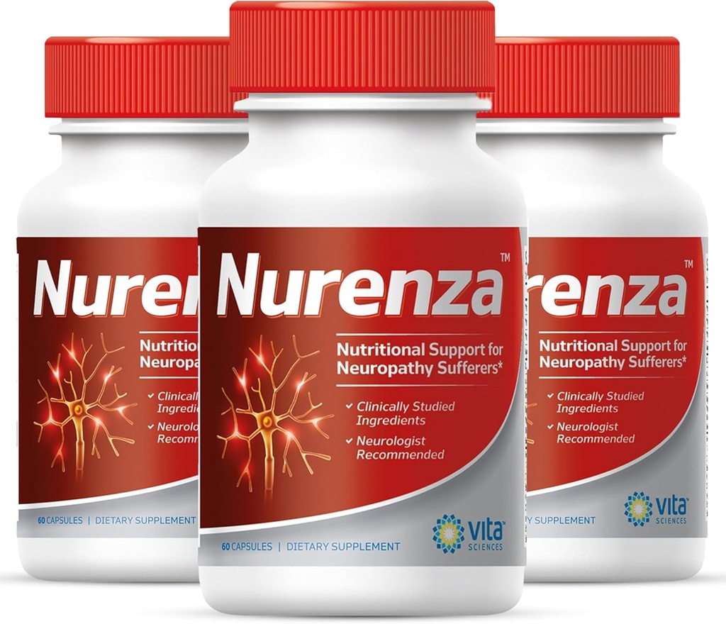 Vita Sciences Nurenza Neuropathy Relief Supplement for Nerve Health and Fast Repair. Natural R-ALA Form 40x Strength w/Vitamins, Antioxidants and Revitalizing Feet, Hands, Legs, and Toes.