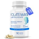 FolateMaxx L-Methylfolate 7.5mg、90のカプセル–女性及び人の医者によって形成されるメチルの葉酸塩の補足–エネルギー、気分及び焦点のための高い効力5-MTHF–非GMOのグルテンフリー(3か月の供給)