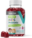 Viteey Probiotic Gummies for Kids - 2 Billion CFUs - プロバイオティクスキッズ便秘救済、自然免疫&消化の健康サポート - ビーガン、ゼラチンフリー、GMOフリー - おいしいChewable Raspberry味付け