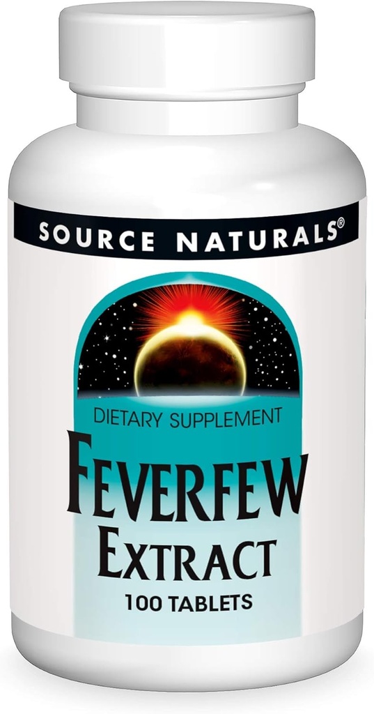 Source Naturals Feverfew Extract - 健康な脳機能をサポート* - 100錠