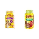 L’il Critters Fiber Daily Gummy Supplement for Kids, Digestive Support, Berry and Lemon Flavors & Immune C Daily Gummy Supplement Vitamin for Kids, ビタミンC, D, 免疫サポート用亜鉛