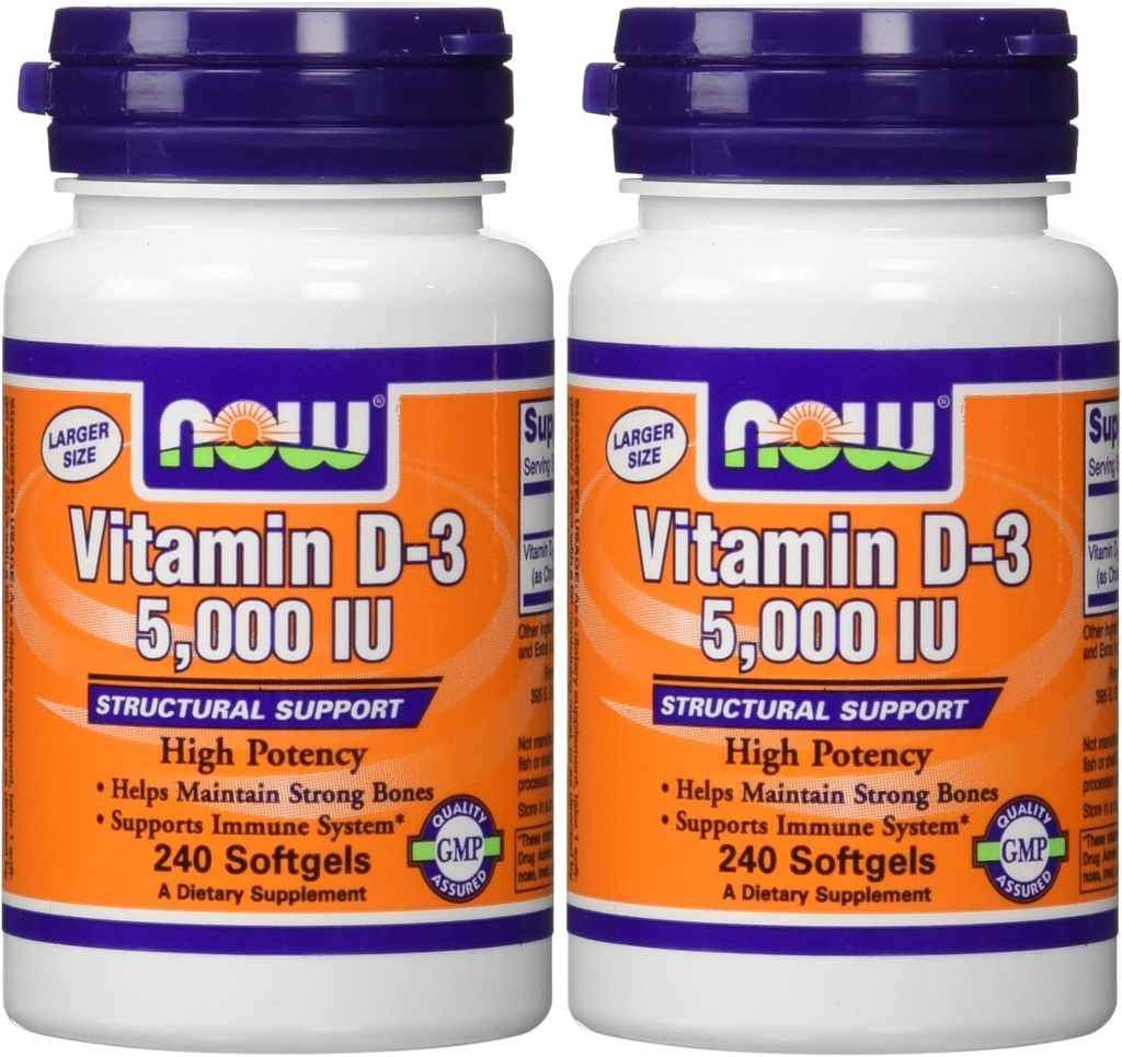 NOW Foods Vitamin D3 5000 Iu, 240-softgels (Pack of 2)