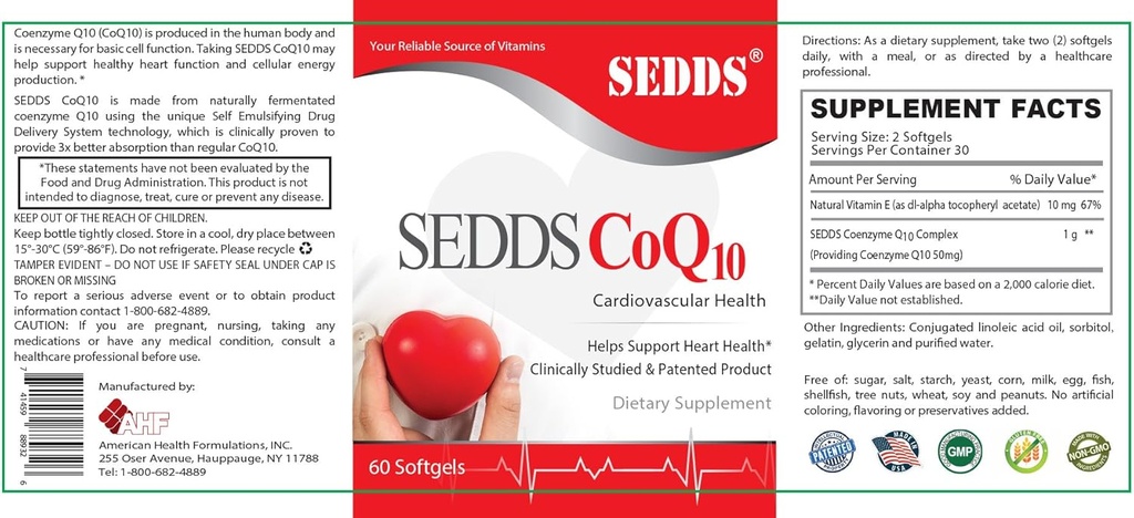 SEDDS® CoQ10 Ubiquinolの心臓血管の健康の補足、心の健康およびエネルギー(60の計算)のための毎日のビタミン、高血圧およびコレステロールのための高吸収性の液体水溶性のSoftgel