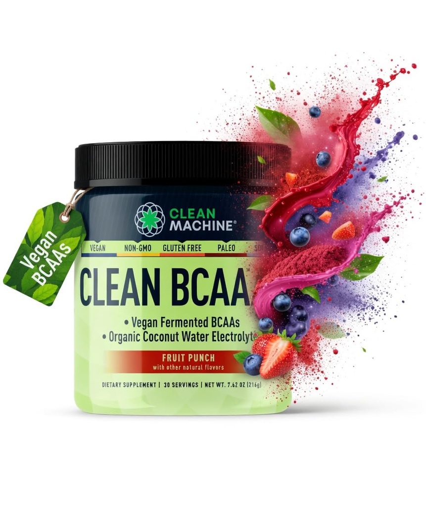 クリーンBCAA - 2:1:1:1食品はBCAAsパウダー&ココナッツ水電解物回復&アミノ酸サプリメント - 受賞ビーガンアミノ酸サプリメント - 30サービング(30、フルーツパンチ)