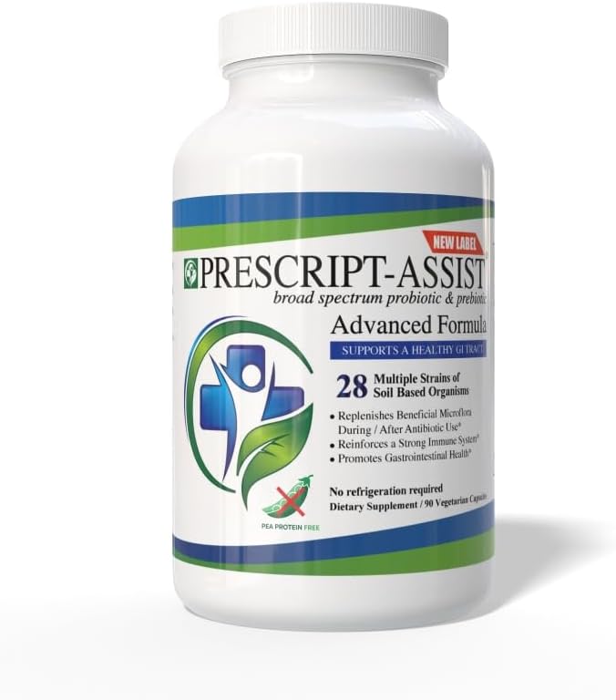 Prescript-Assist Prebiotics & 消化のためのプロバイオティクス & クイック吸収のためのエンドウ豆タンパク質なしの免疫健康 - 高度なプラントベースの, ビーガン, サポート筋肉の回復 & 腸の健康, 90 カプセル