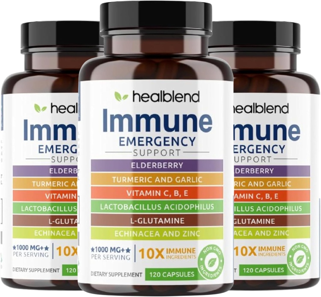 エルダーベリー、亜鉛、Echinacea、Turmeric、Lactobacillus の大人のための 1 つの免疫サポート補足のブスターの healblend 10 (3 パック)