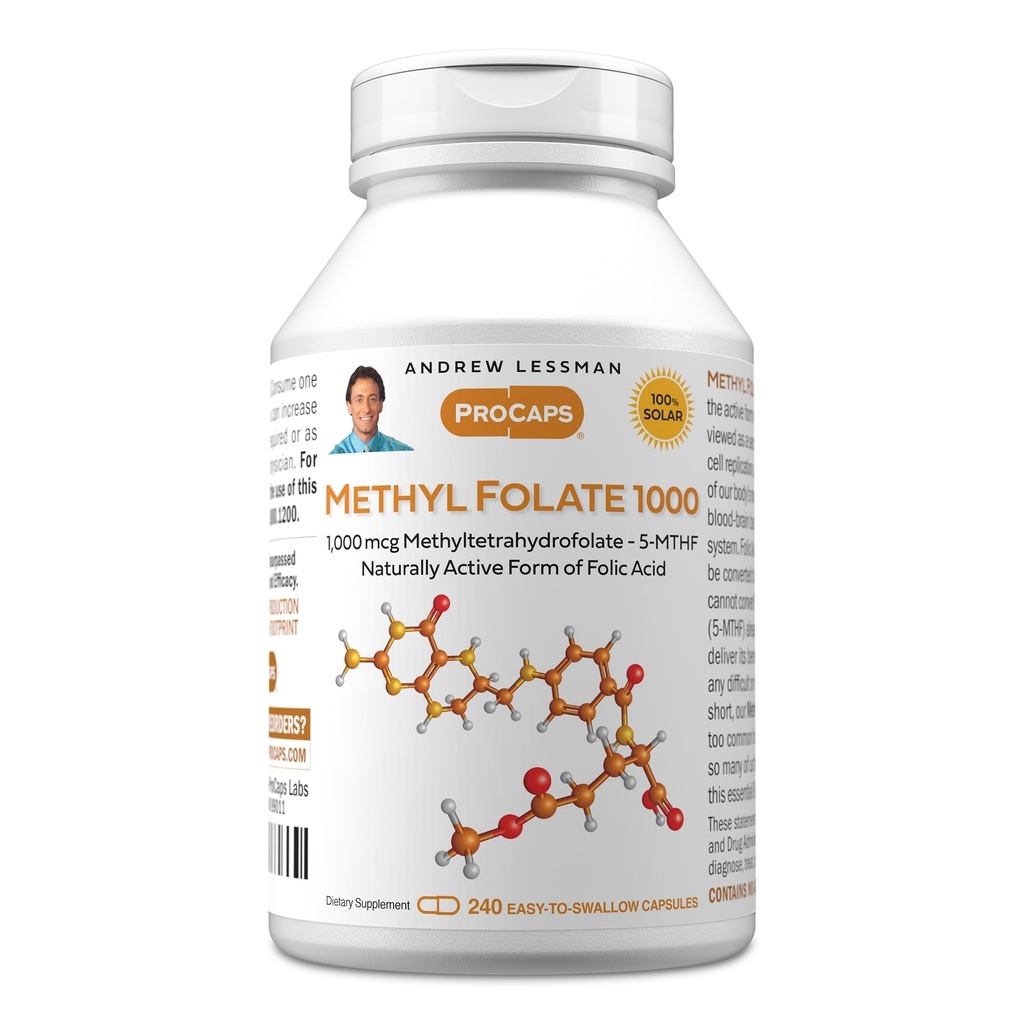 ANDREW LESSMAN Methyl Folate 1000mg - 240 カプセル - 1000 mcg L メチル Folate、エッセンシャル ビタミン B9 の有効なレベル。健康な中心、頭脳、免疫および妊娠を支えて下さい。 カプセルを飲みやすい