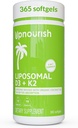 UpNourish Liposomal D3及びK2 MK-7の最適骨および免疫の健康のための高度の吸収、供給5000 IU 125 mcgのビタミンD3および有機ココナッツ オイル、365の小型softgelsの100 mcgのビタミンK2
