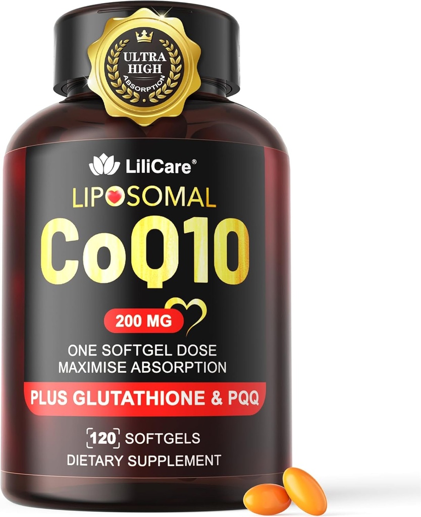 CoQ10-200mg-Softgels、120は最高の吸収のためのLiposomal CoQ10 PQQ及び黒いペッパーのエキス-超Ubiquinone Coenzyme Q10の補足の強力な酸化防止サポートHear-t及びエネルギーBoostに与えます