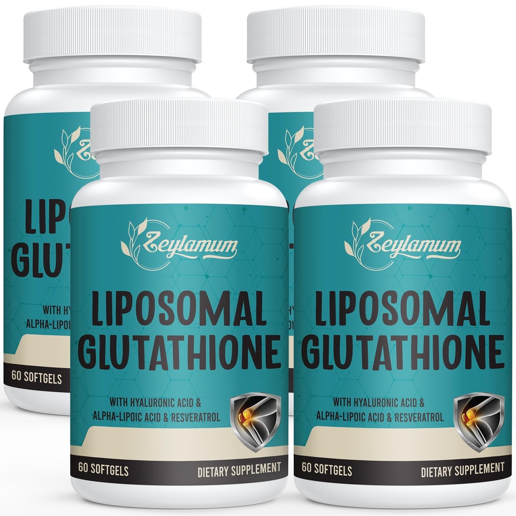 2400 MG Liposomal Glutathione Softgels, Max Absorption, Active Form L-Glutathione Reduced (GSH), with Hyaluronic Acid, Resveratrol, Master Antioxidants for Detox, Brain, Immune System, 240 Softgels