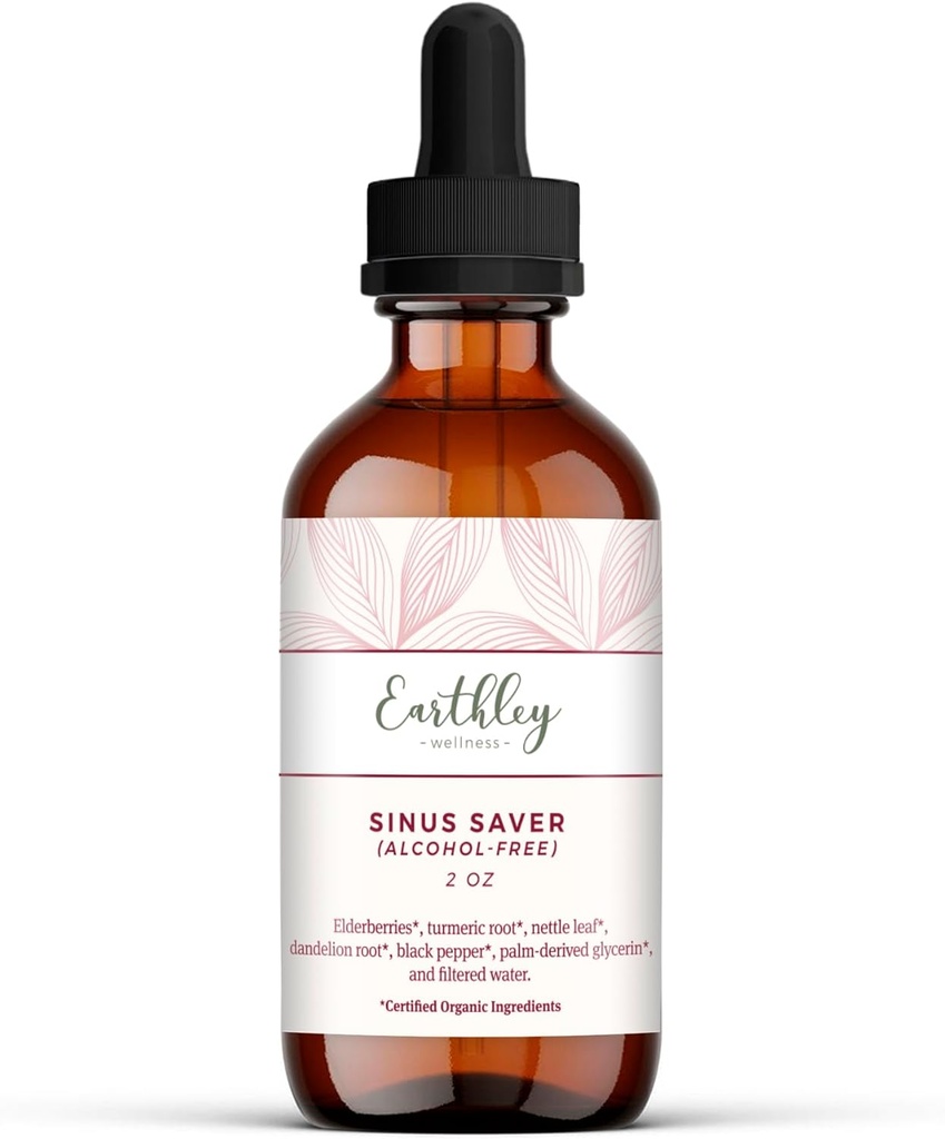 Earthley Wellness Sinus Saver、自然療法、アレルゲン、パラベン、保存料無料、ビタミンCをブーストするのに役立ちます(2オンス、アルコールフリー)
