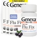 Genexa Flu Fix | キッズ&大人向けマルチシンプトム・フル・レメディ | おいしいオーガニックアサイ・ベリー・フレーバー | 認定オーガニック&非GMO | ホーメオパシー・レメディティ・メイド・クレン | 180 チャイブル・タブレット (3パック)