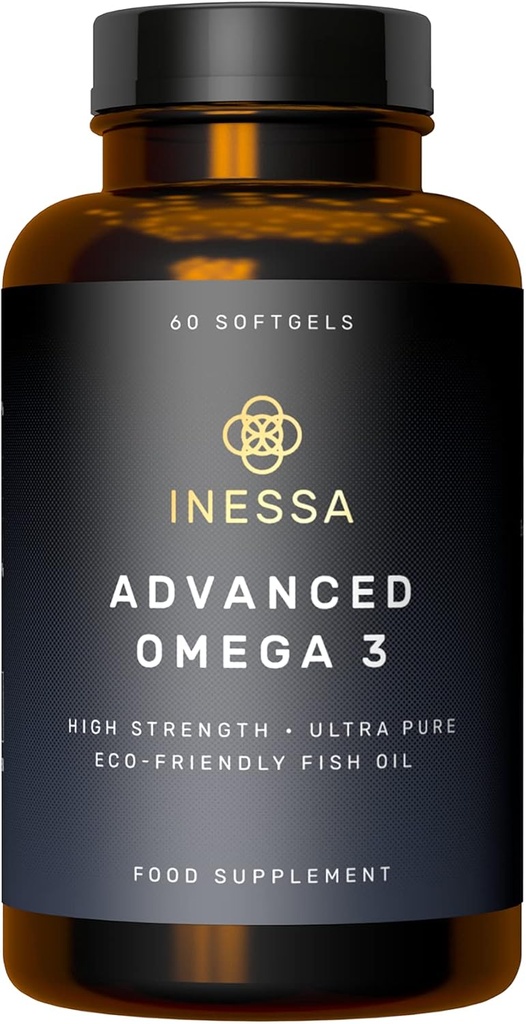 Omega 3 Fish Oil 1200mg (480mg EPA/360mg DHA per Capsule) High Strength, Ultra Pure, Eco Friendly 60 Capsules, 2 Months Supply. GMP & Friends of The Sea Certification