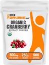 BulkSupplements.comオーガニッククランベリーエキスパウダー - 有機クランベリー風味パウダー、Vacciniumマクロカルポンフルーツから供給 - ビーガン&グルテンフリー、給食当たり500mg、250g(8.8オンス)(パッケージ1)